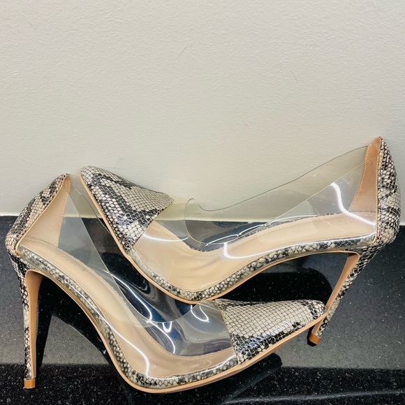 Snake-Print Clear Heels Size 8.5 - Picture 4 of 9
